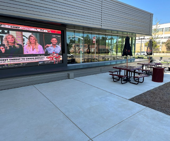 photo of chairs outside of HUB