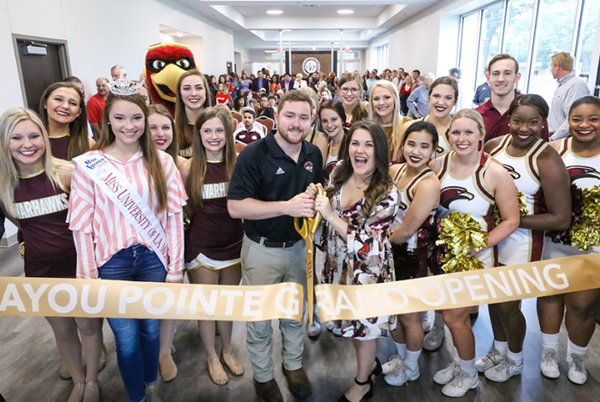 ribbon cutting in the inside breezeway