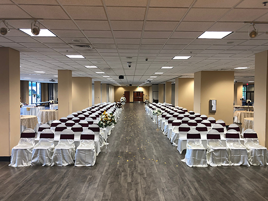 seating and aisle setup for a wedding