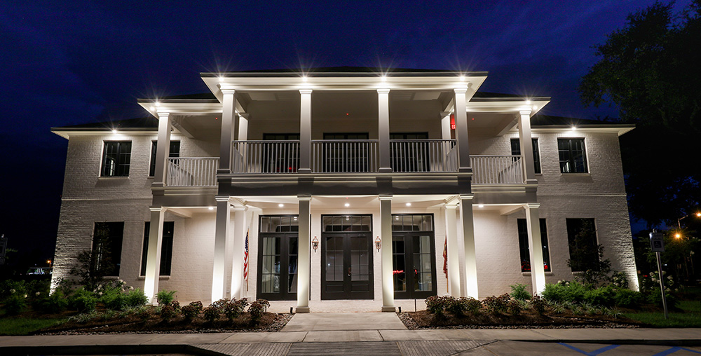 photo of building front at night