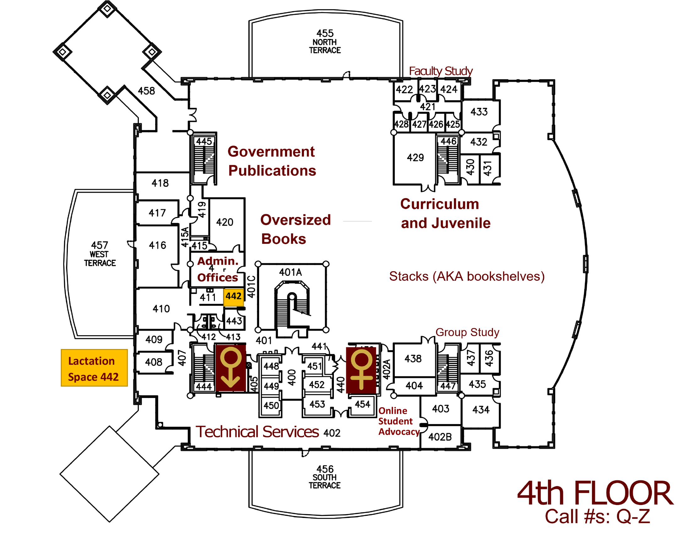 fourth floor library map see text list below