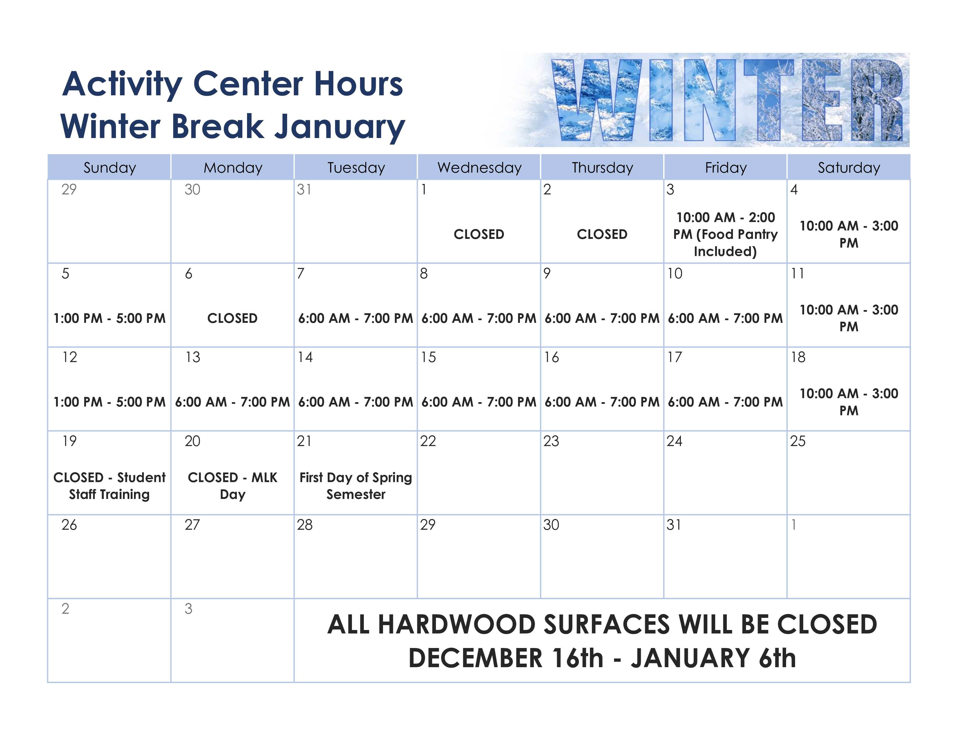 holiday hours january